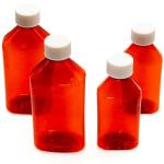 Amber Oval Pharmacy Bottles 8 oz, 50 Pack