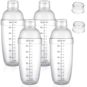 Cedilis 4 Pack Clear Cocktail Shakers with Caps