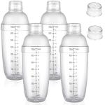 Cedilis 4 Pack Clear Cocktail Shakers with Caps