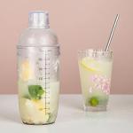 Cedilis 4 Pack Clear Cocktail Shakers with Caps