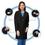 Women's Black Long Sleeve Lab Coat, Small
