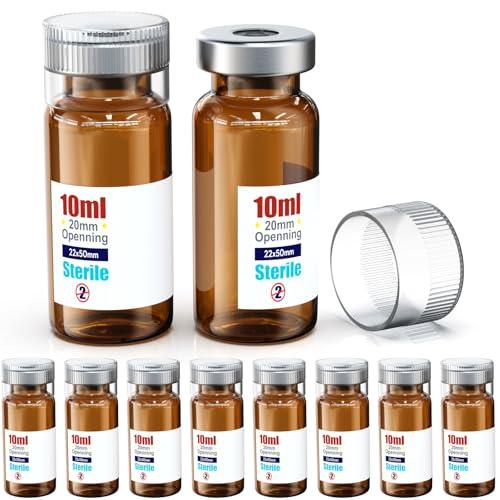 Sterile 10ml Amber Vials with Reusable Caps (10 pcs)
