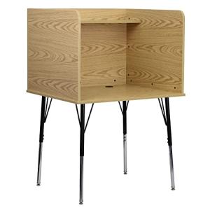 Justin Study Carrel - Oak Finish with Adjustable Height