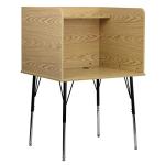 Justin Study Carrel - Oak Finish with Adjustable Height