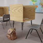 Justin Study Carrel - Oak Finish with Adjustable Height