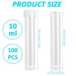 100PCS 10ml Clear Plastic Test Tubes with Caps