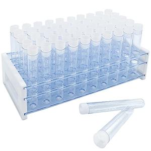 50 Clear Test Tubes with Rack and Caps