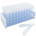 50 Clear Test Tubes with Rack and Caps