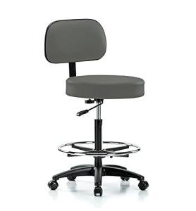 Height Adjustable Exam Stool with Back and Footring