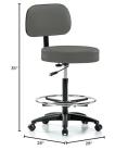 Height Adjustable Exam Stool with Back and Footring