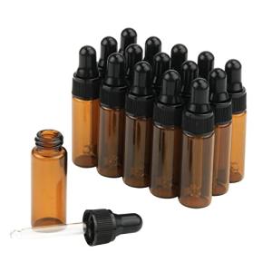 Amber Glass Dropper Bottles Set - 15 Pcs