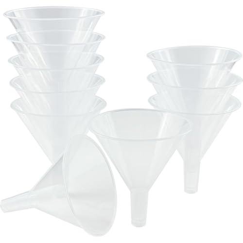 10 Pack Clear Plastic Funnels - BPA-Free, Heat-Resistant
