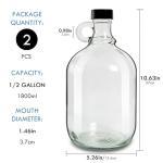 64oz Glass Growlers with Handle and Lids - 2 Pack