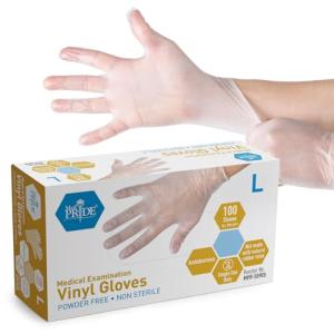 Powder-Free PVC Exam Gloves, Large - 100 Count