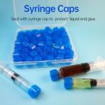 50 Syringe Tip Caps with Storage Box, Blue