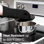Heat Resistant Silicone Oven Mitts - 2-Pack Black