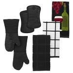 Heat Resistant Silicone Oven Mitts - 2-Pack Black