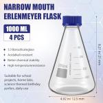 Telleglow 4-Pack 1000ml Glass Erlenmeyer Flasks