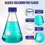 Telleglow 4-Pack 1000ml Glass Erlenmeyer Flasks
