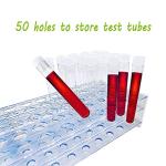 50 Clear Test Tubes with Rack and Caps