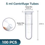 100 Pack 5ml Snap Cap Centrifuge Tubes