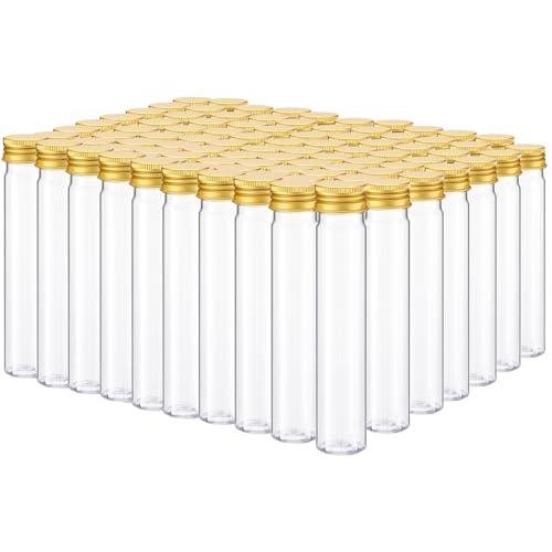80 Pcs Clear Flat Plastic Test Tubes with Caps