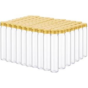 80 Pcs Clear Flat Plastic Test Tubes with Caps
