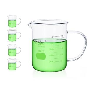 4pcs 250ml Glass Beakers with Handle and Graduation