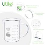 4pcs 250ml Glass Beakers with Handle and Graduation
