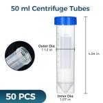 50-Pack 50ml Centrifuge Tubes with Screw Caps