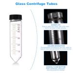50ml Glass Centrifuge Tubes with Screw Caps, 10 Pcs