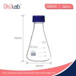 Okulab 500ml Erlenmeyer Flask Set with Blue Caps