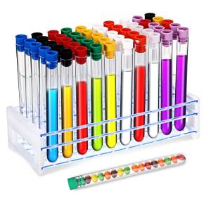 50 Clear Plastic Test Tubes with Rack