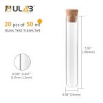 20pcs 50ml Round Bottom Glass Test Tubes Set