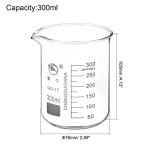 PATIKIL 300ml Low Form Glass Beaker, 3.3 Borosilicate Glass Graduated Printed Scale Measuring Cups with Spout for Kitchen Lab Liquids Transit Boiling