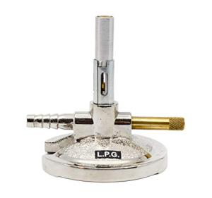 EISCO Micro Bunsen Burner, LPG - Flame Stabilizer, Needle Valve Gas Flow Control - Nickel Plated Die Casted Zinc Alloy Base - Suitable for use with LPG/Butane Gas