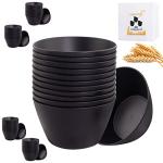 12-Piece Unbreakable Black Wheat Straw Bowls
