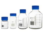 USA LAB 32 Pieces 500 ML Round Wide Mouth Media Bottle with GL80 Screw Cap, Clear 3.3 Borosilicate Glass Bottles for Scientific Solution Storage, Multi Purpose Science Labs Solvent Container