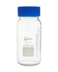 USA LAB 32 Pieces 500 ML Round Wide Mouth Media Bottle with GL80 Screw Cap, Clear 3.3 Borosilicate Glass Bottles for Scientific Solution Storage, Multi Purpose Science Labs Solvent Container