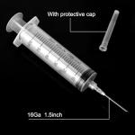 2 Pack 60ml Syringe with 55.1” Tube and Needle 16G 1.5”, Luer Lock Syringes with Cap for Fluid Suction Injector, Drawing Oil, Fluid, Water, Lab, Pets