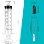 2 Pack 60ml Syringe with 55.1” Tube and Needle 16G 1.5”, Luer Lock Syringes with Cap for Fluid Suction Injector, Drawing Oil, Fluid, Water, Lab, Pets
