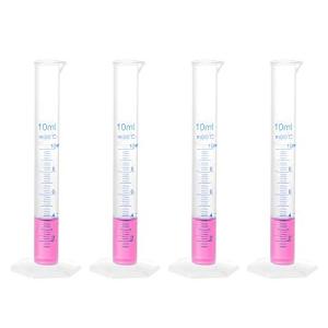 uxcell Plastic Graduated Cylinder, 10ml Measuring Cylinder, Science Test Tube Beakers, 2-Sided Metric Marking, Clear Hex Base for Lab Home 4Pcs