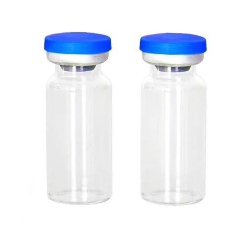 Vitorinca 10 Pcs 10ml Clear Sample Glass Vials with Plastic-Aluminum Flip Caps and Silicone Stoppers, 10ml Sealed Glass Vials
