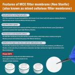 200Pcs/Pack MCE Membrane Filters, Round Mixed Cellulose Esters Lab Filter Paper, Hydrophilic Filter Paper 0.45µm Pore Size, 25mm Diameter,Non Sterile