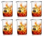 EISCO 6PK Beakers, 600mL - Low Form with Spout - White, 50mL Graduations - Borosilicate 3.3 Glass