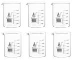 EISCO 6PK Beakers, 600mL - Low Form with Spout - White, 50mL Graduations - Borosilicate 3.3 Glass