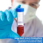 Mootycapa 50 Pack Centrifugal Filters Conical Centrifuge Tubes 50ml with Screw Caps, Polypropylene Container with Graduated and Write-on Spot, 45µm PTFE, 23ml