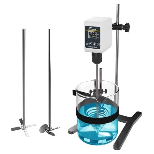 LAB FISH Digital Overhead Stirrer(OS-5S) 10L Capacity 100-1200 RPM Timing 1min-24h Variable Speed Mixer Handles High Viscosity Liquids for Chemical/Reagents/Paints