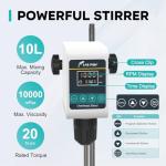 LAB FISH Digital Overhead Stirrer(OS-5S) 10L Capacity 100-1200 RPM Timing 1min-24h Variable Speed Mixer Handles High Viscosity Liquids for Chemical/Reagents/Paints