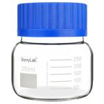 stonylab Graduated Storage Bottle, Premium Glass Round Bottom Reagent Bottle with GL80 Screw Cap, High Transparency Wide Mouth Media Storage Bottle with Clear Scale, 250 ml